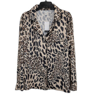 NWT Sofia Vergara Intimates Animal Print Matte Satin Pajama Top Women's Large